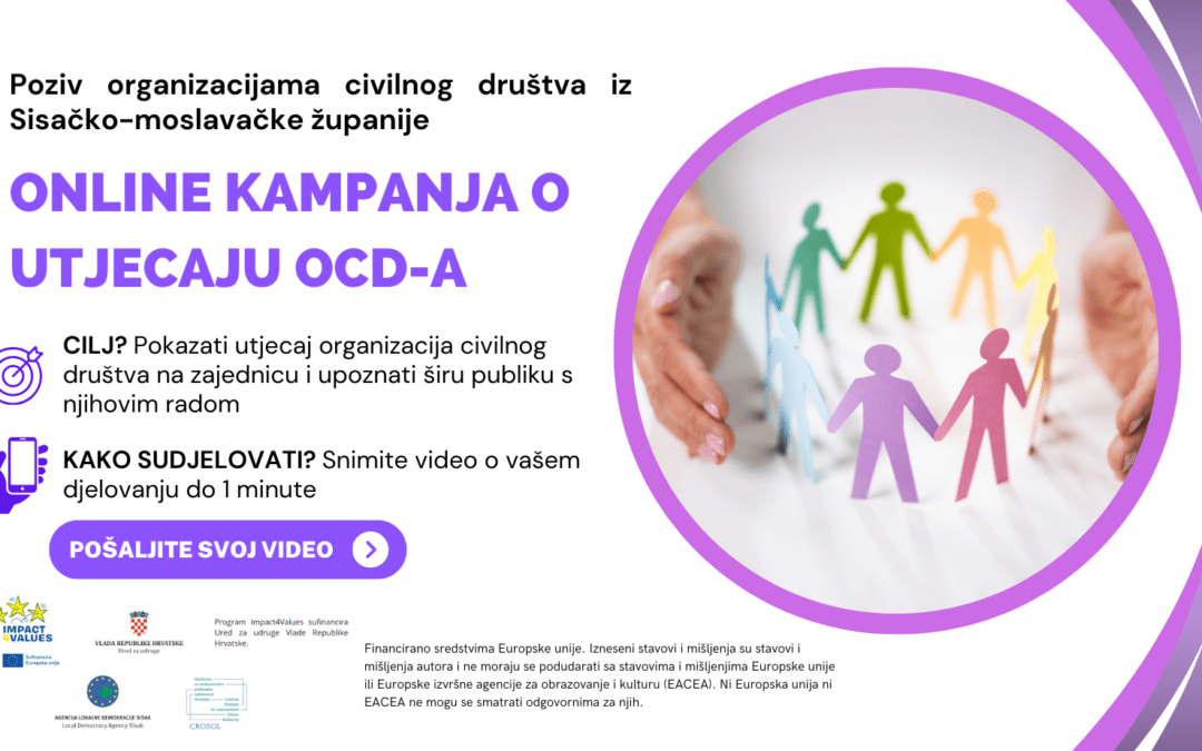 Poziv udrugama iz Sisačko-moslavačke županije: Online kampanja o utjecaju OCD-a